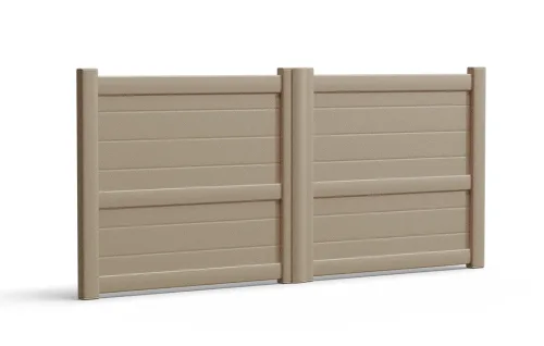 portail en aluminium dole battant beige Prefalu