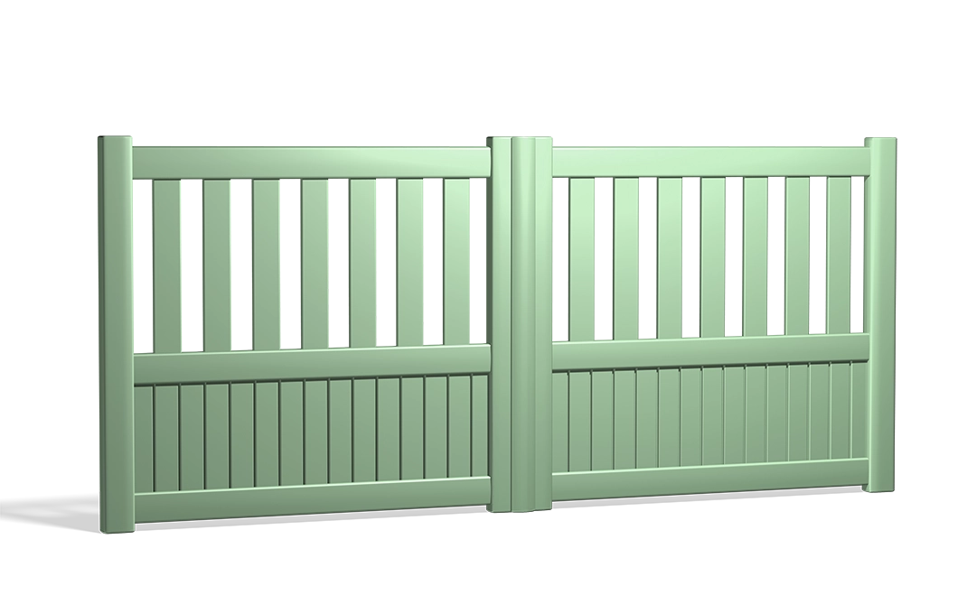 portail en aluminium pinde battant vert Prefalu