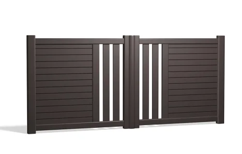 portail en aluminium pamir battant marron Prefalu